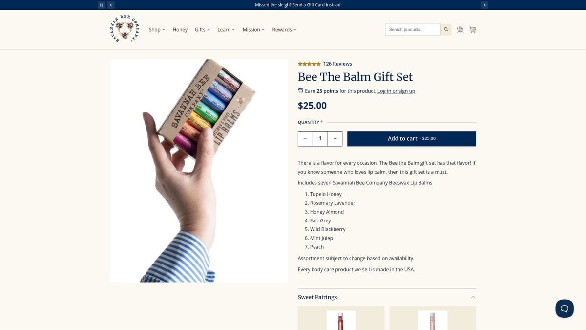 7 Best Lip Balm Gift Set Ideas to Try in 2026 - Bee The Balm Gift Set by Savannah Bee Company ($25)