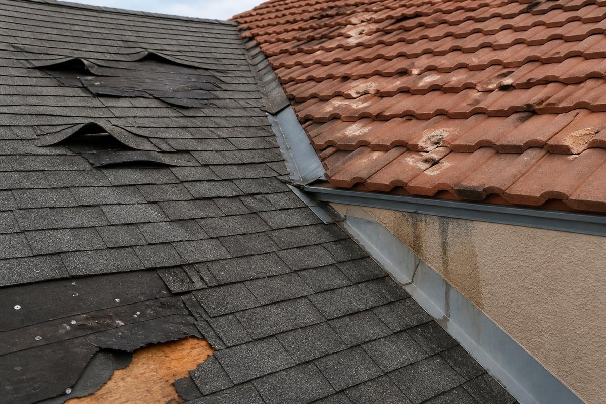 Types of storm damage on residential roofs