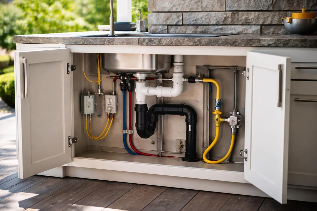 Outdoor kitchen utilities