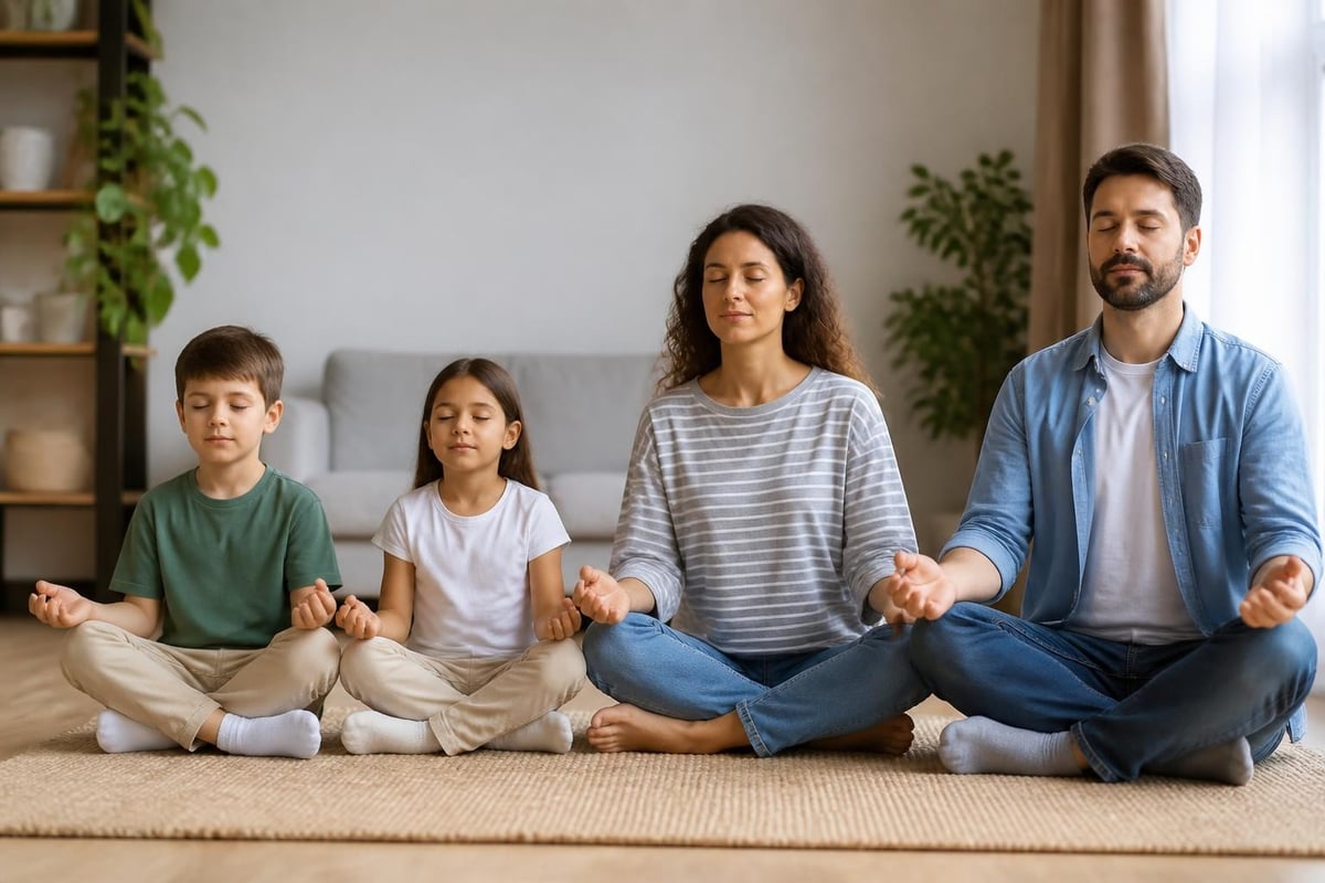 Family practicing emotional regulation together
