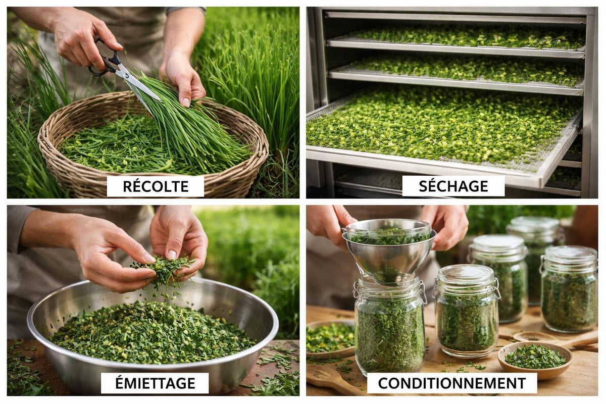 Processus de séchage de la ciboulette