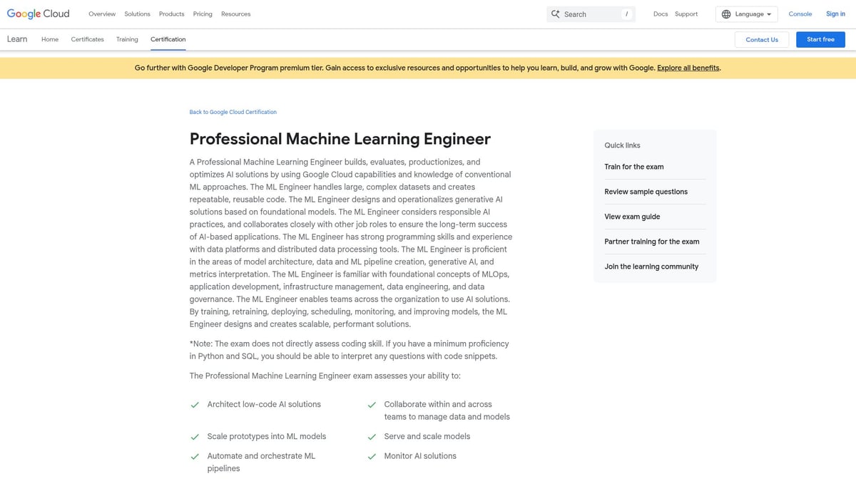 Top 9 Best AI Certification Courses to Boost Your Career in 2025 - Google Professional Machine Learning Engineer Certification