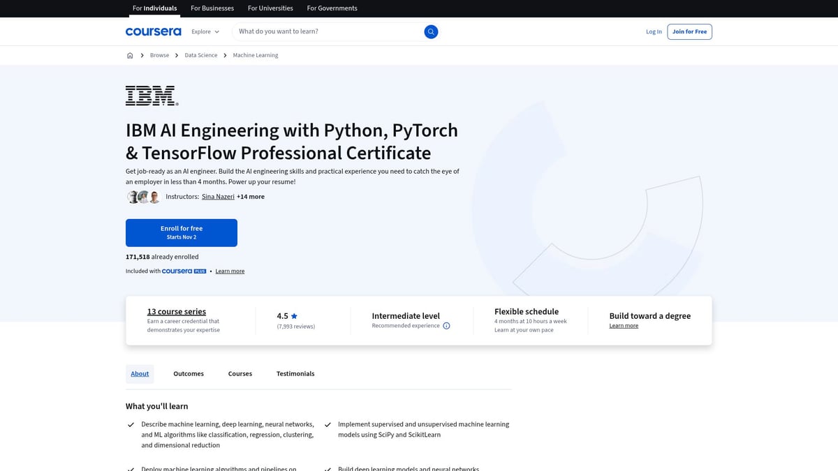 Top 9 Best AI Certification Courses to Boost Your Career in 2025 - IBM AI Engineering Professional Certificate (Coursera)