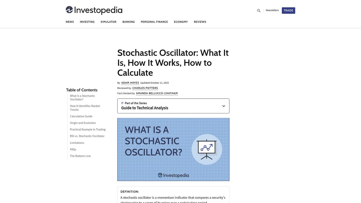 7 Essential Best Technical Indicator For Trading Picks 2026 - Stochastic Oscillator