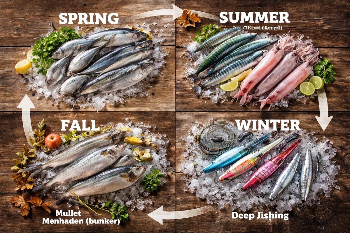 Seasonal tuna bait selection