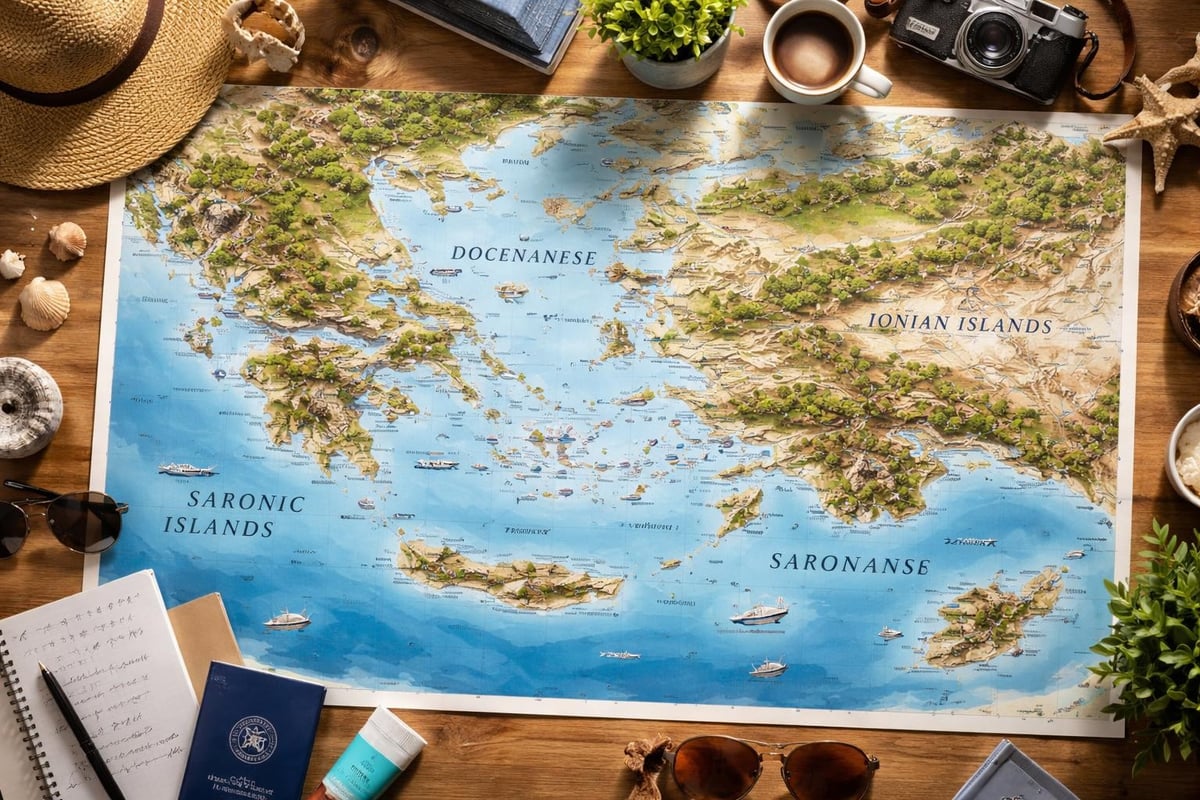 Greek island groups map