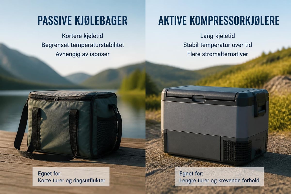 Sammenligning kjølebag og kompressor-kjøleboks
