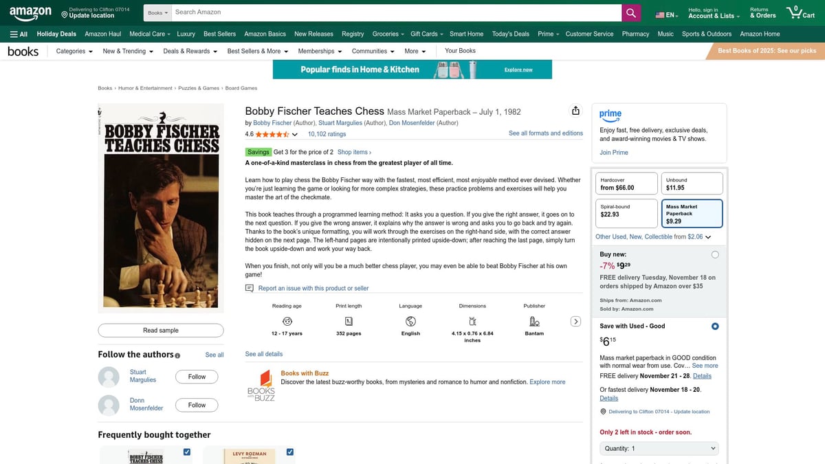 Top 7 Book Chess for Beginners Picks to Master the Game 2025 - Bobby Fischer Teaches Chess