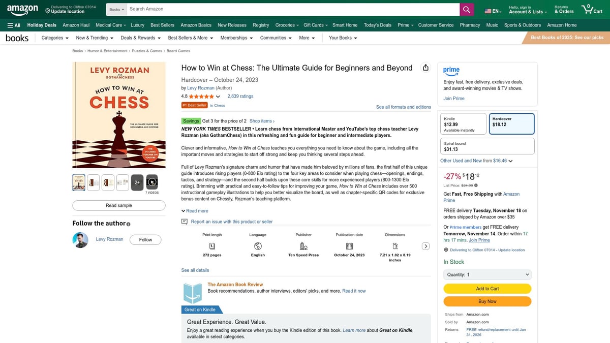 Top 7 Book Chess for Beginners Picks to Master the Game 2025 - How to Win at Chess by Levy Rozman (“GothamChess”)