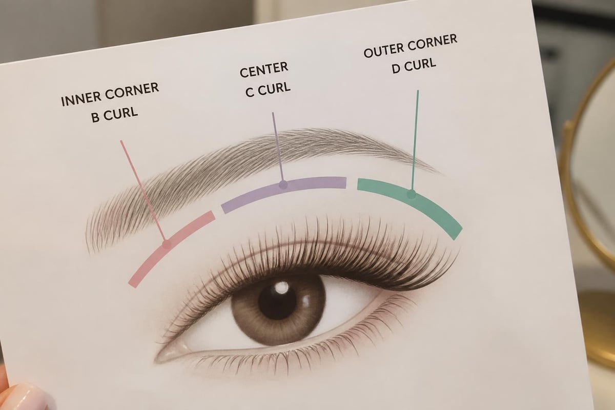 Different Lash Curls: Complete Guide for 2026 4 Mixed curl mapping technique
