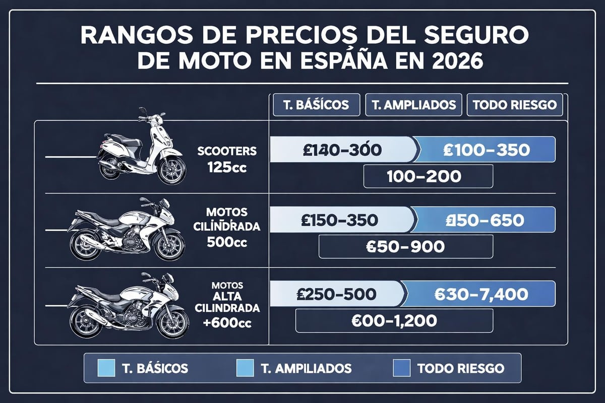 Precio Seguros de Moto: Guía Completa 2026 2 Comparación precios seguros motos por categoría