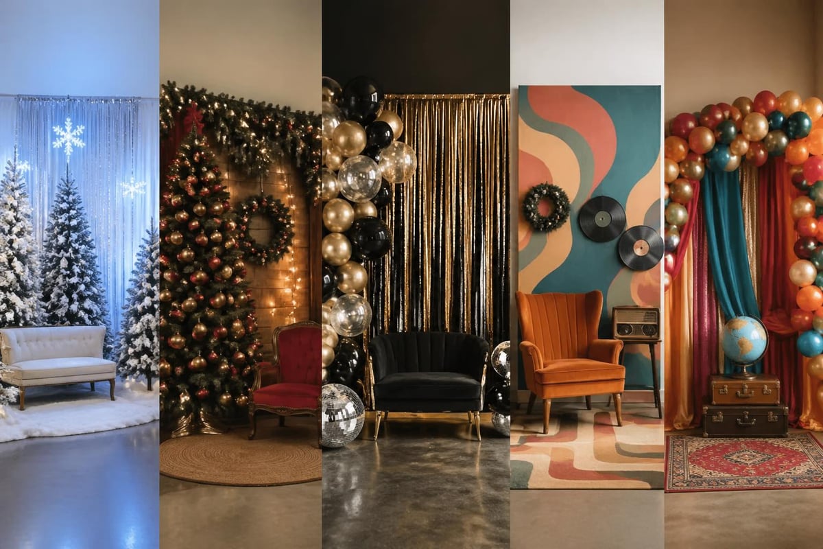 Holiday photo booth theme variety