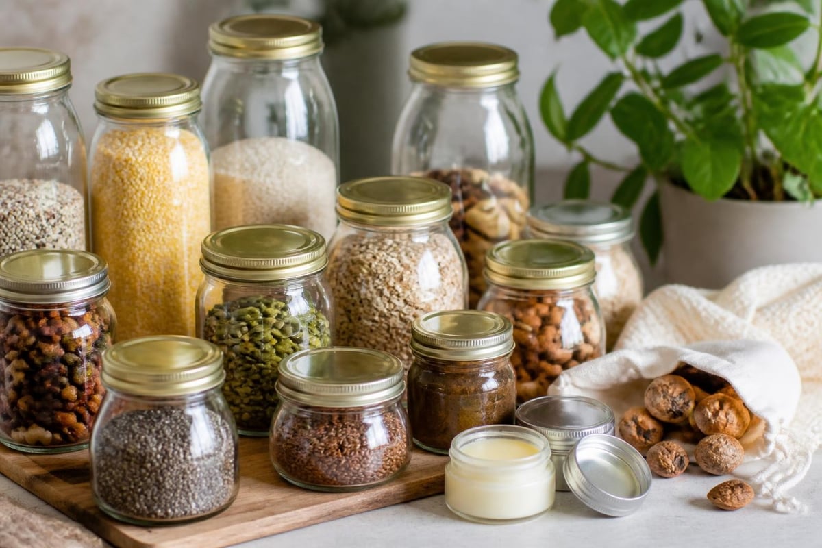 Zero waste storage using small glass jars