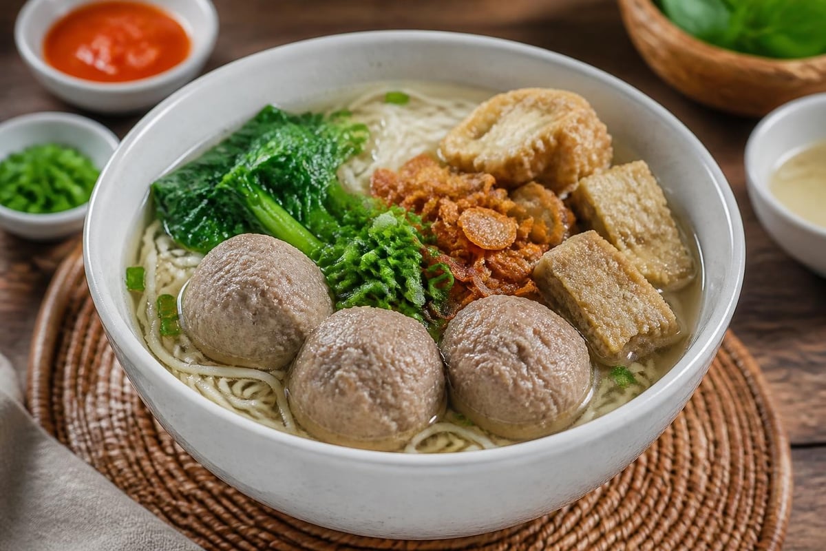 Penyajian bakso rumahan