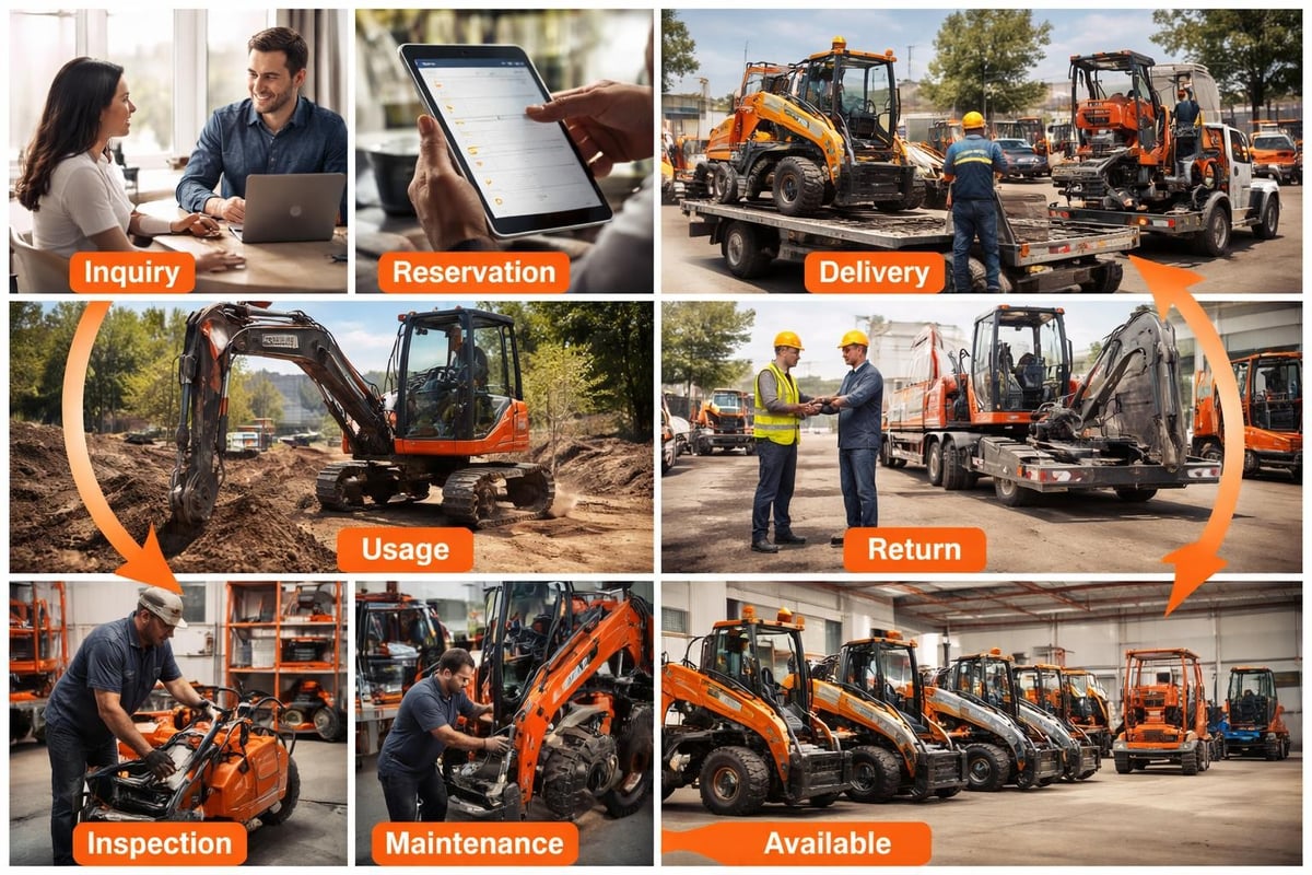 Equipment Rental Software: A Complete 2026 Guide Equipment rental workflow stages