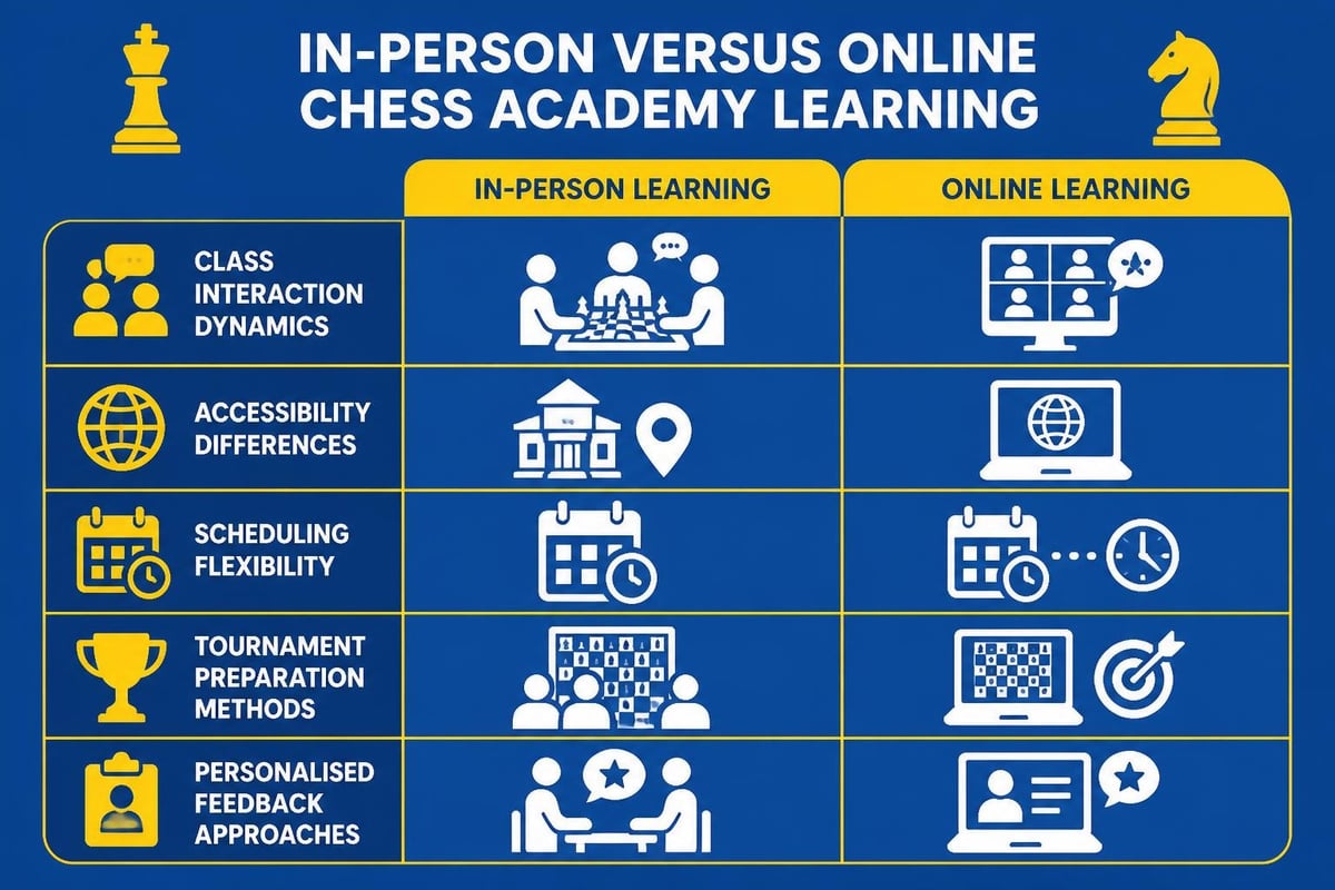 Comparing in-person and online chess academy formats