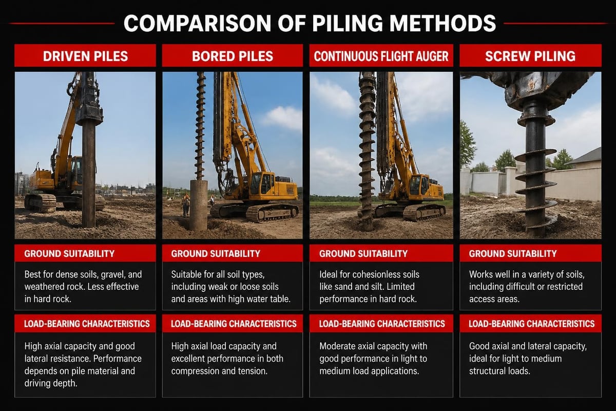 Piling method comparison