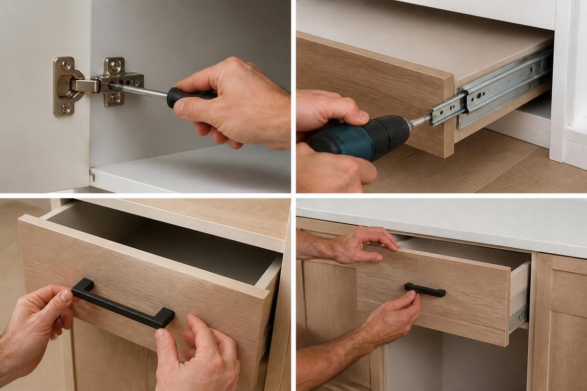 Cabinet hardware installation sequence