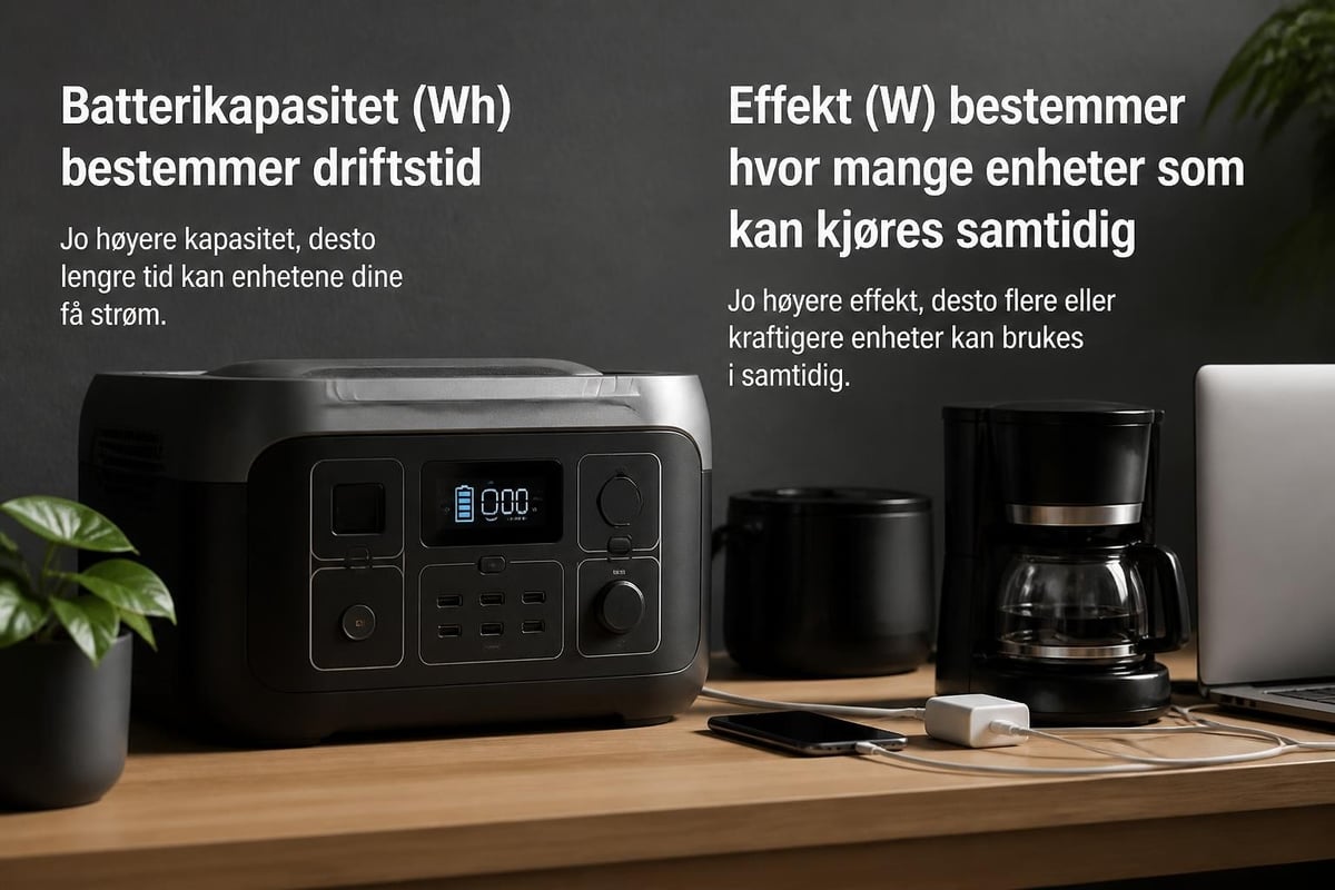 Forholdet mellom batterikapasitet og effekt