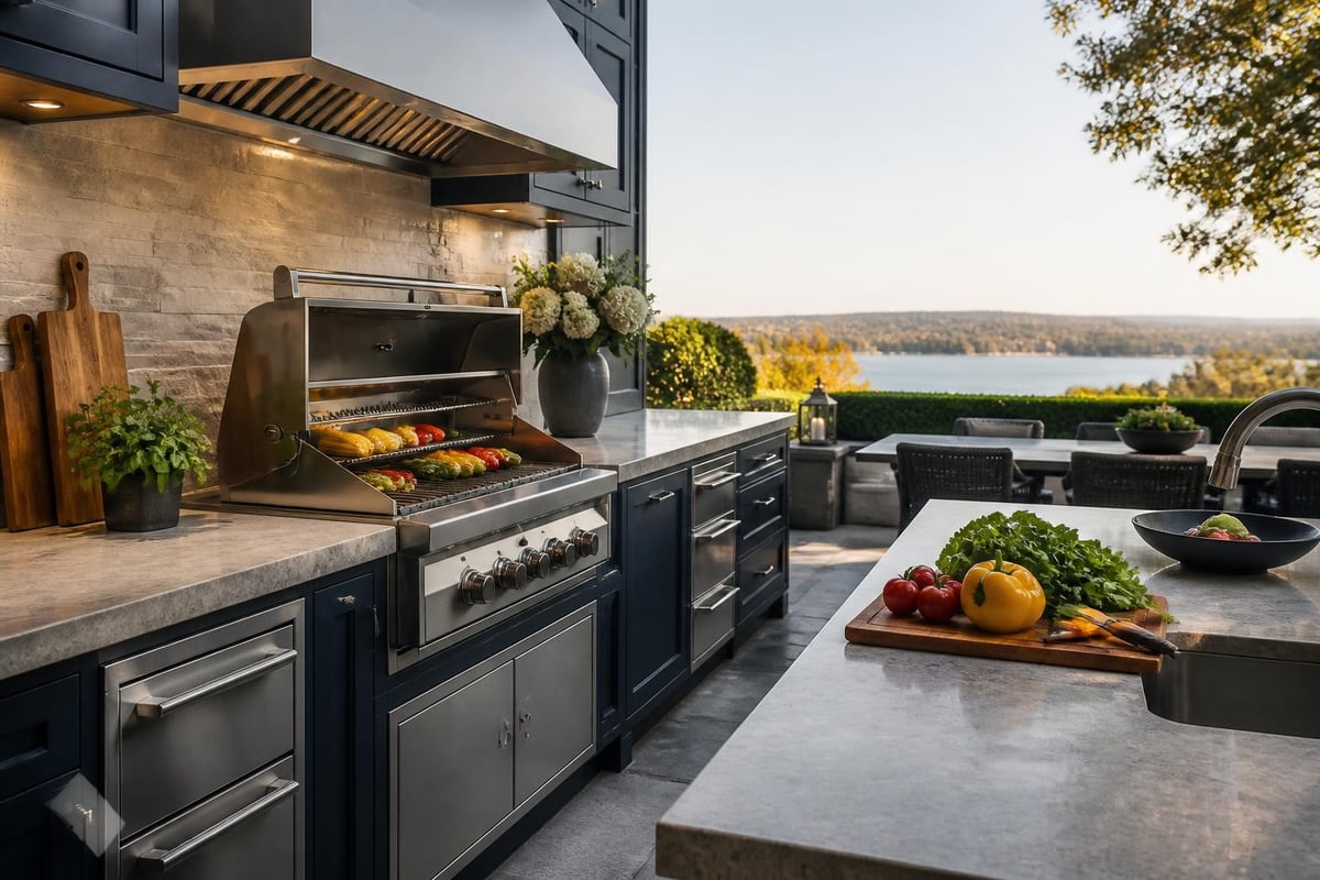 Outdoor kitchen workflow zones