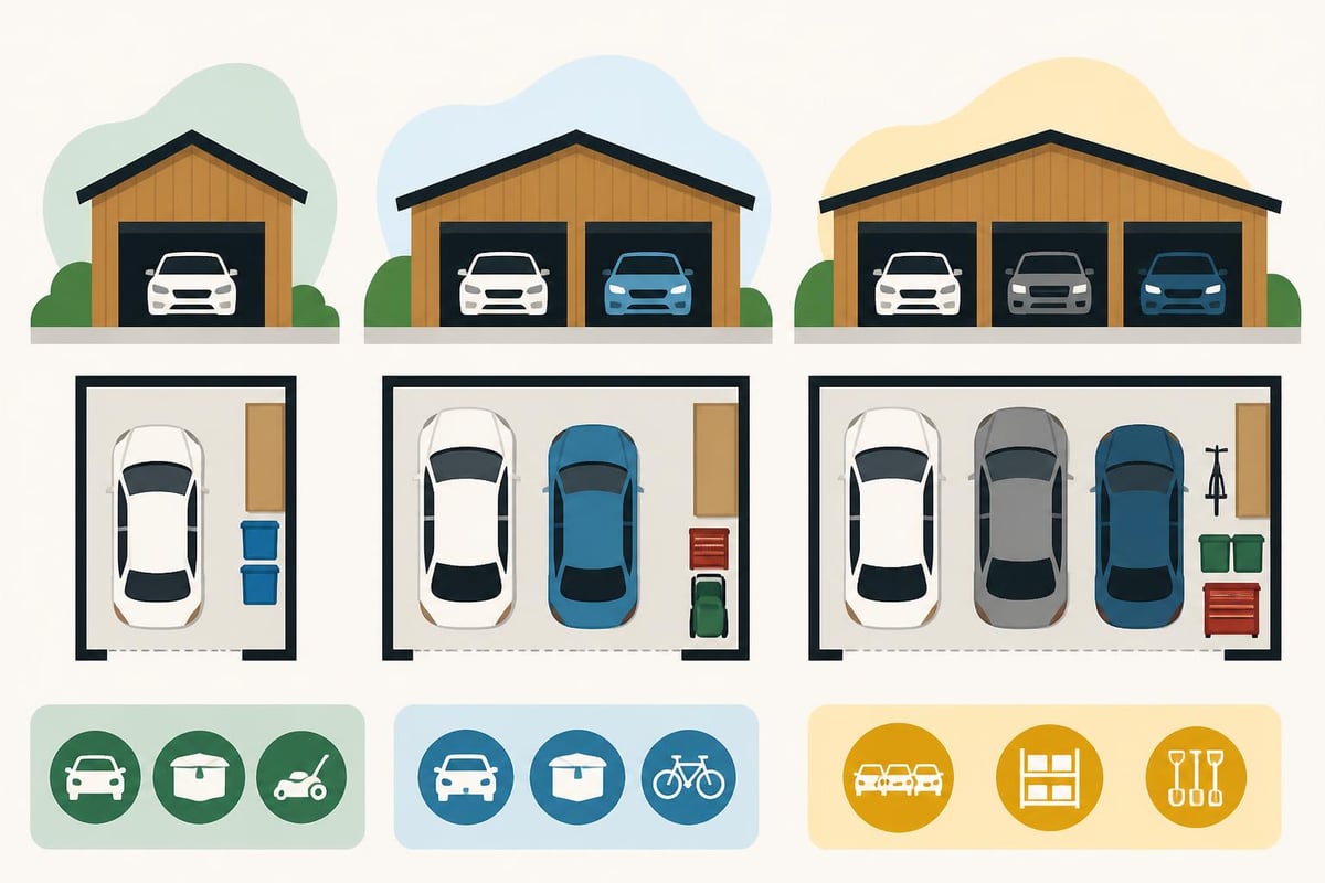 Different timber garage bay configurations