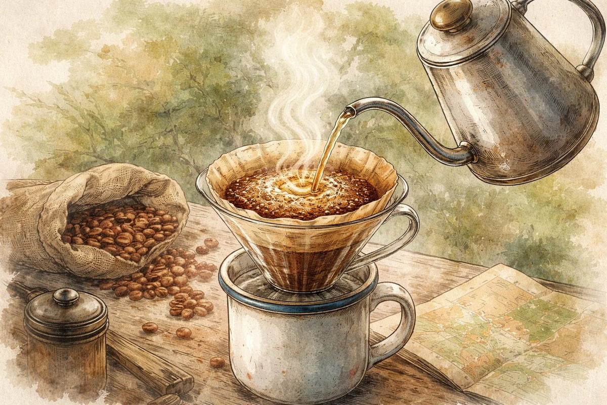 Coffee brewing ritual on the road