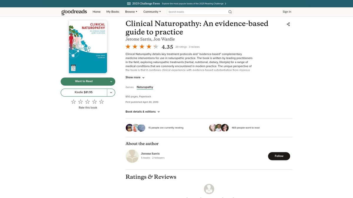 7 Must-Read Naturopath Book Picks for 2026 - Clinical Naturopathy: An Evidence-Based Guide to Practice by Jerome Sarris & Jon Wardle