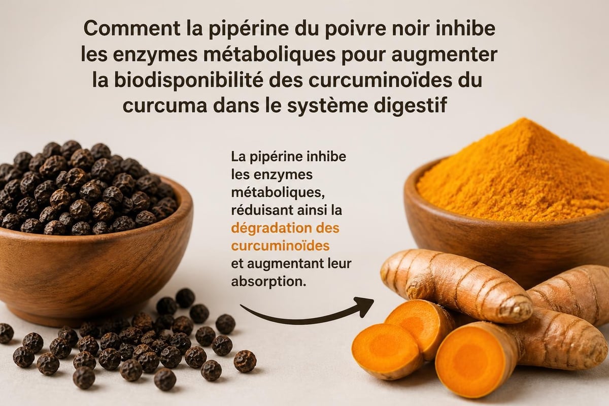 Mécanisme d'absorption curcuma pipérine