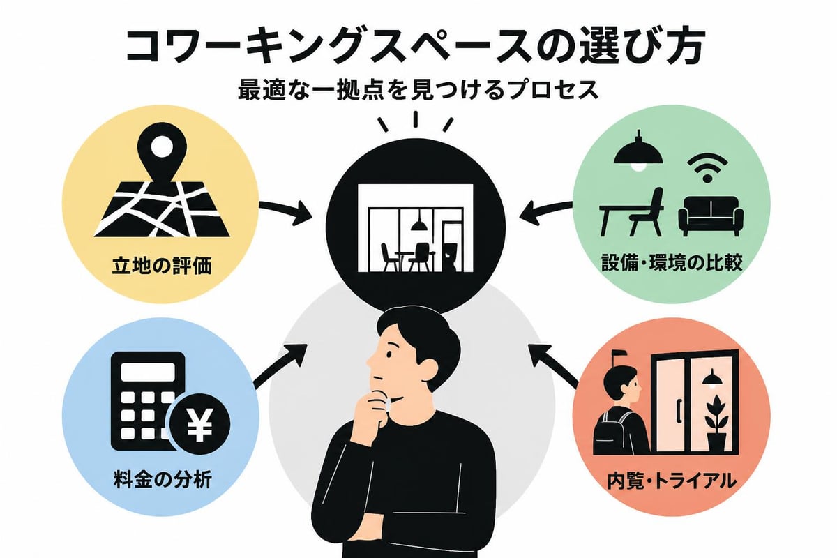 コワーキングスペースの選び方フローチャート