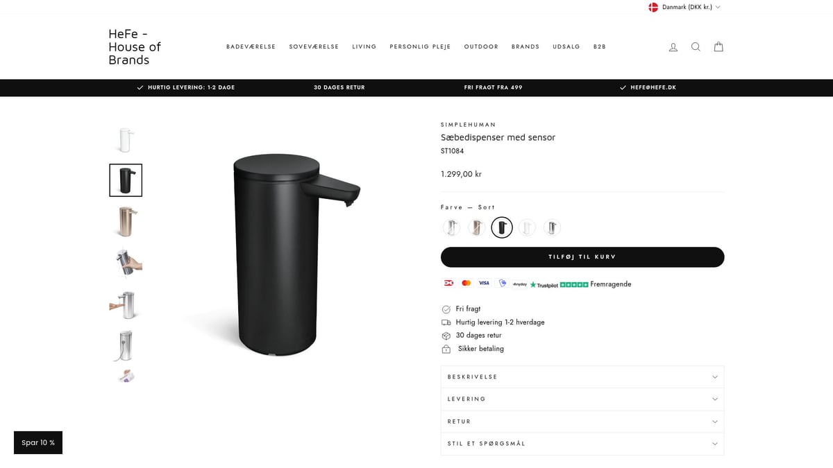 7 Smarte Sæbedispenser Valg til Dit Hjem 2026 - Simplehuman Sæbedispenser med Sensor – Berøringsfri og Stilren