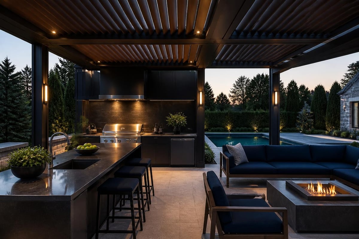 Pergola and outdoor kitchen integration