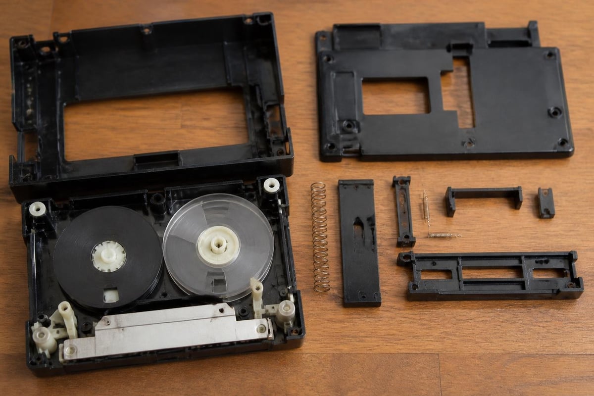 VHS-C shell component positions