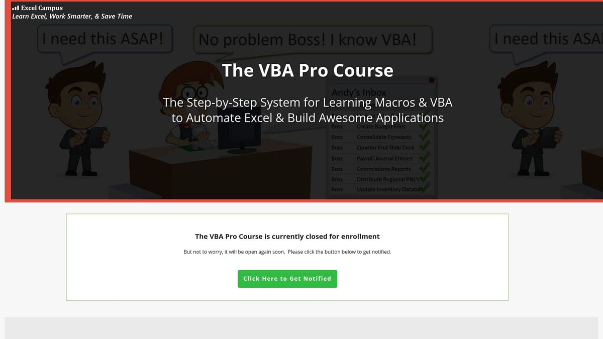 9 Essential Professional Excel Courses to Boost Your Skills in 2025 - Excel Campus: VBA Pro Course
