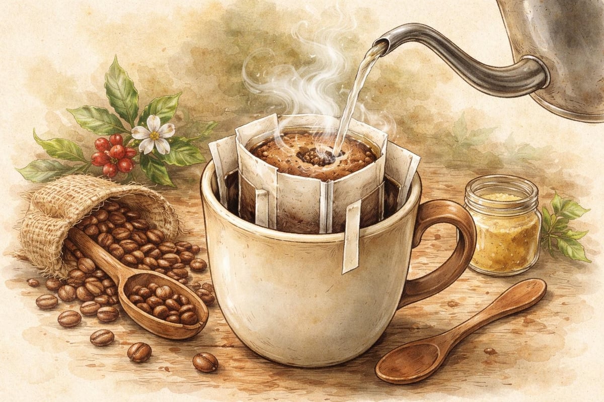 Single-serve pour-over sachet brewing