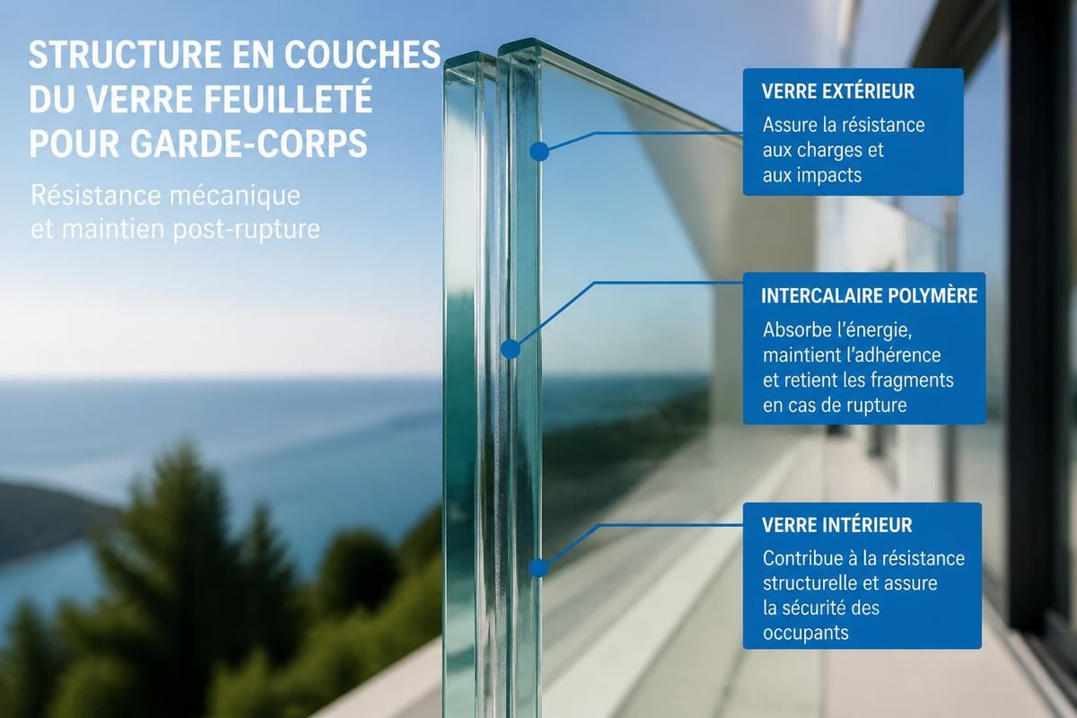 Composition multicouche du verre feuilleté