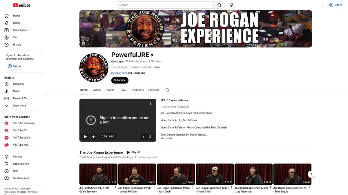 YouTube Podcasts List: 10 Must-Hear Shows for 2026 - The Joe Rogan Experience