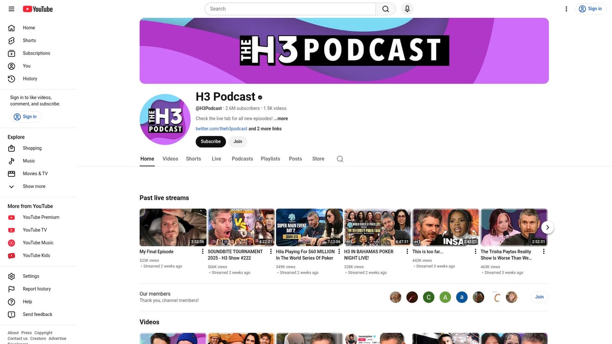 YouTube Podcasts List: 10 Must-Hear Shows for 2026 - The H3 Podcast