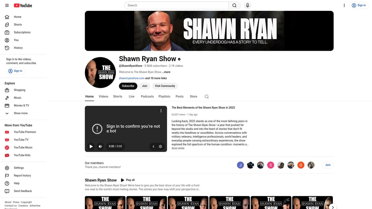 YouTube Podcasts List: 10 Must-Hear Shows for 2026 - The Shawn Ryan Show