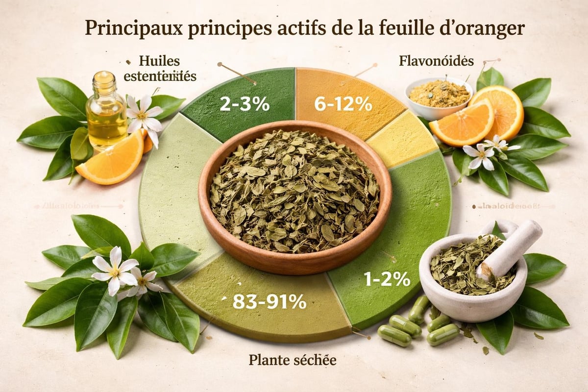 Composition chimique feuille oranger