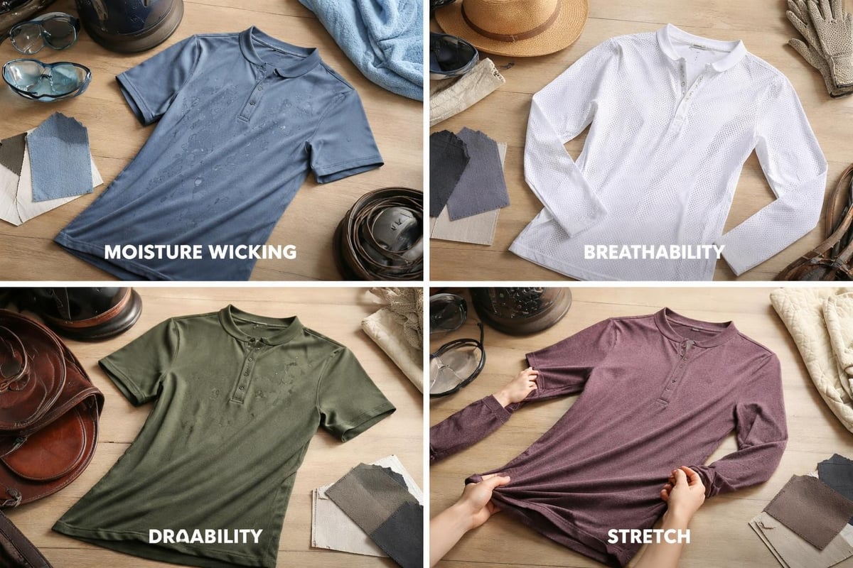 Performance features in riding apparel
