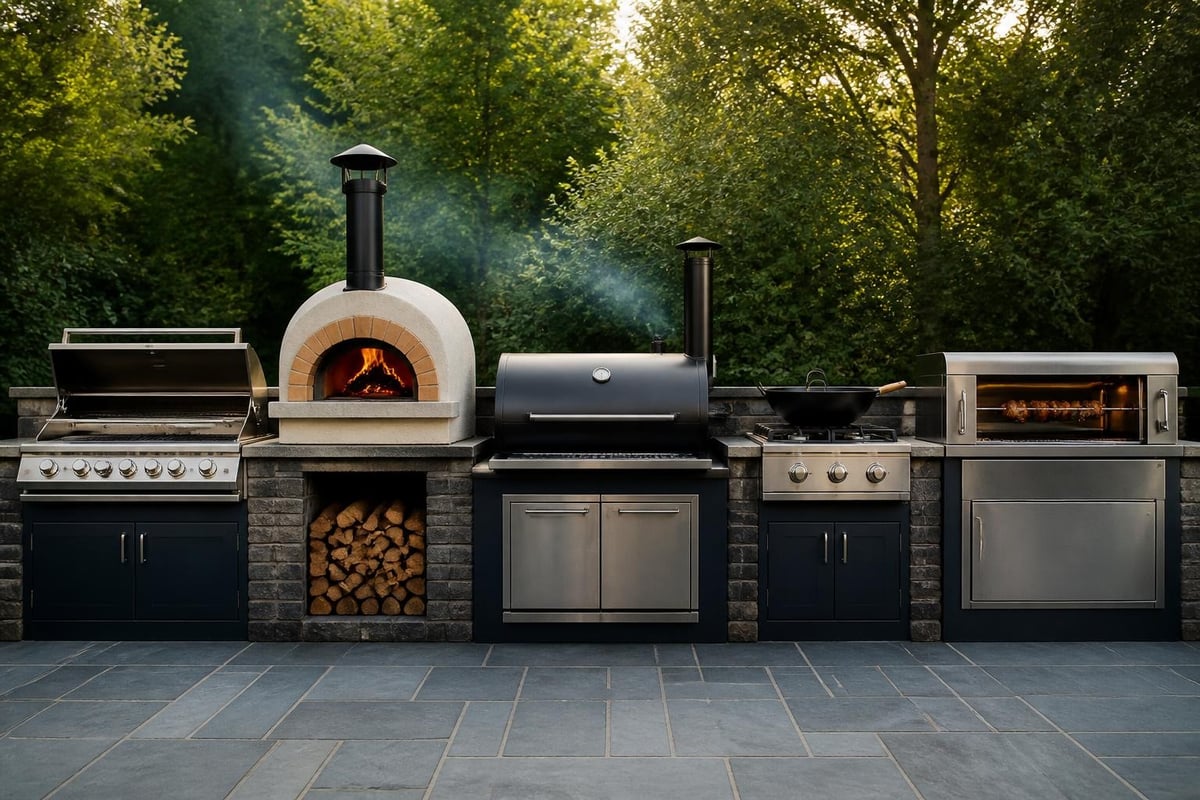 Outdoor kitchen cooking styles
