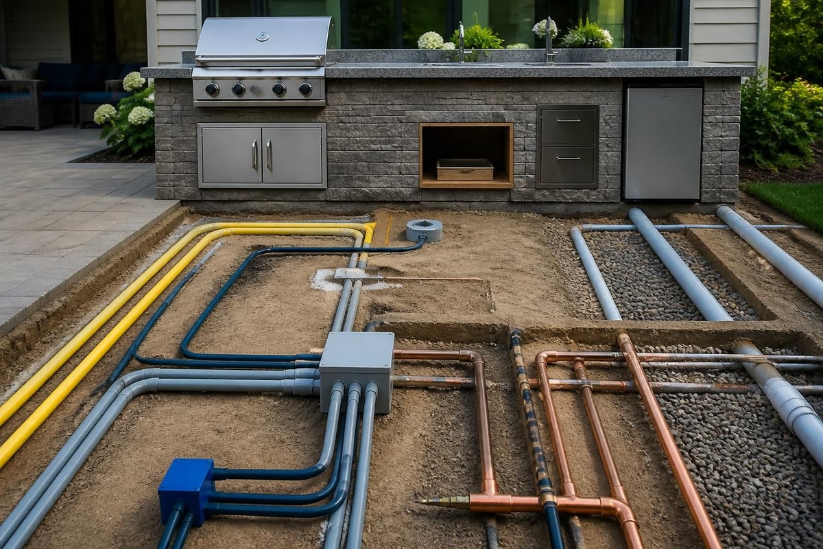 Outdoor kitchen utilities
