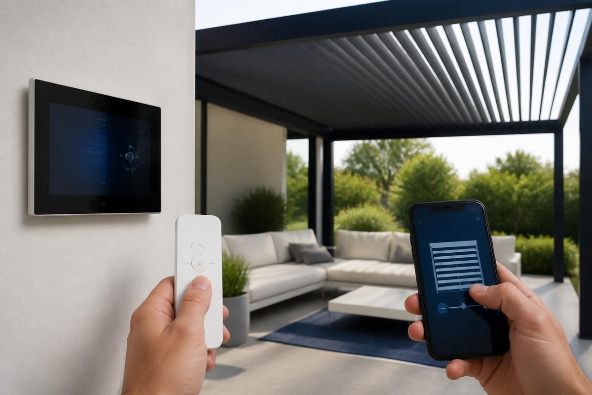 Motorized pergola control systems