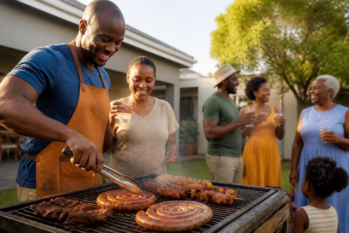 Traditional South African braai setup