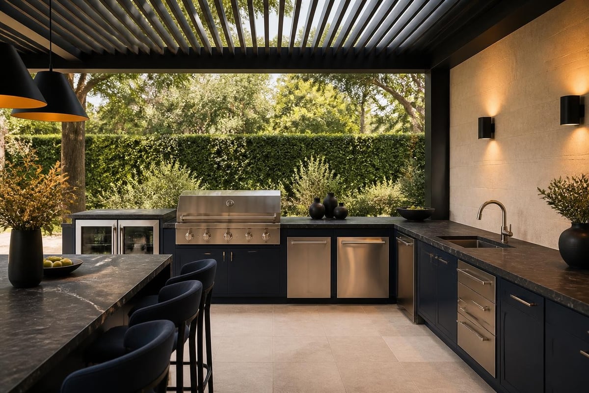 Integrated luxury outdoor kitchen ecosystem