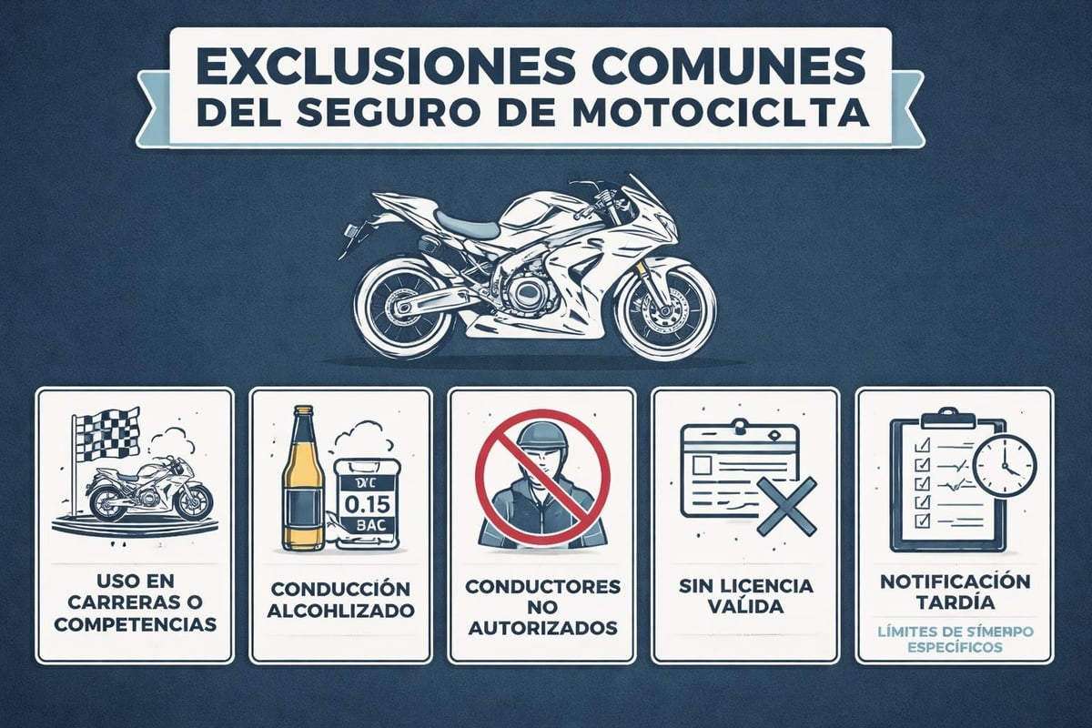Exclusiones comunes en seguros de moto