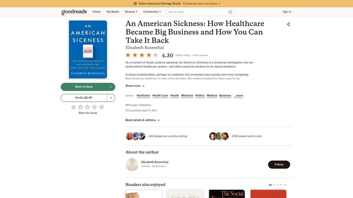 Top 8 Must-Read Health Care Books for 2025 - An American Sickness: How Healthcare Became Big Business and How You Can Take It Back by Elisabeth Rosenthal