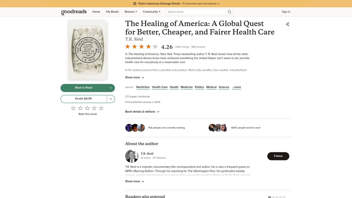 Top 8 Must-Read Health Care Books for 2025 - The Healing of America: A Global Quest for Better, Cheaper, and Fairer Health Care by T.R. Reid