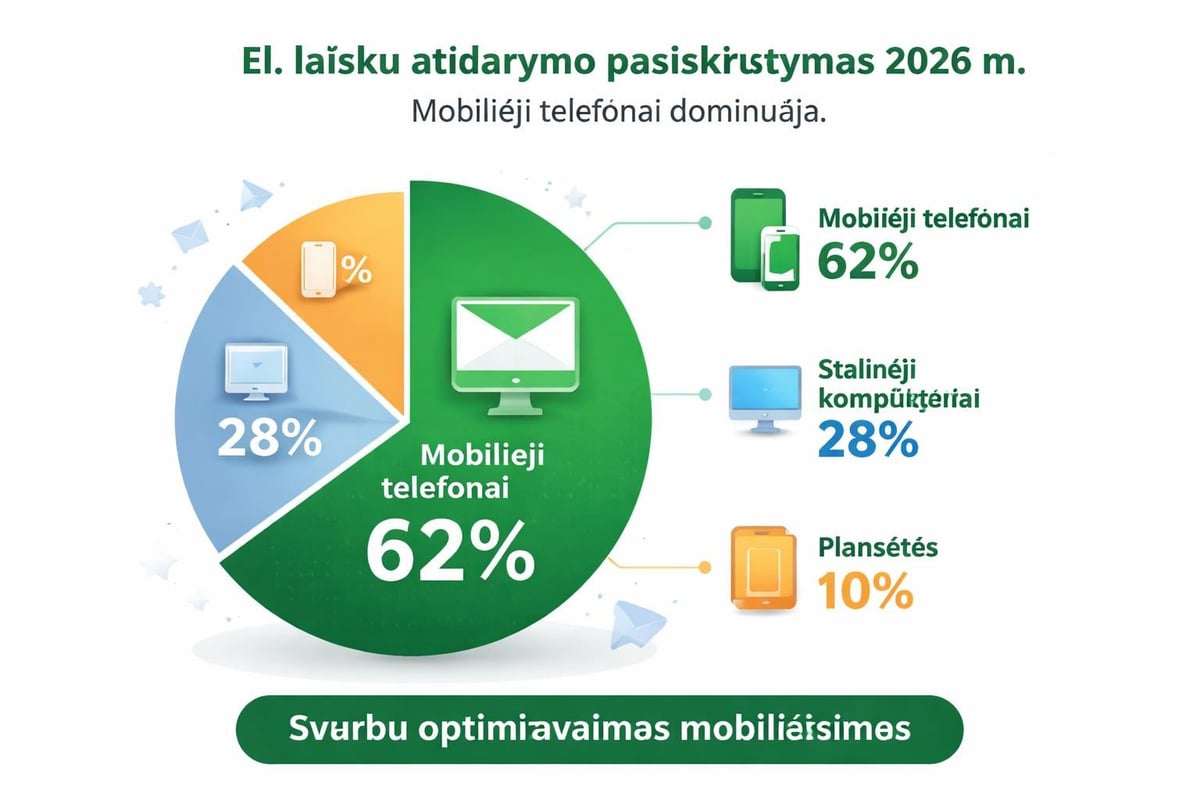 El. laiškų atidarymo statistika įrenginiuose