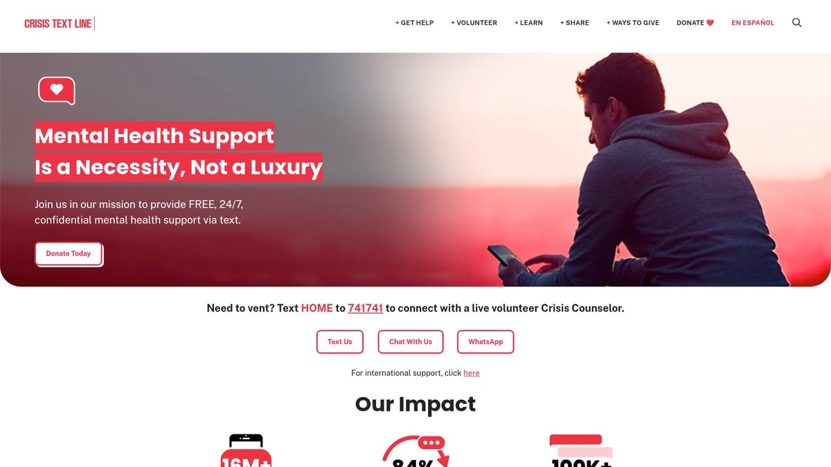 9 Essential Depression Support Chat Resources for 2025 - Crisis Text Line